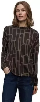 Street One Frauen Print Shirt mit Tunnelzug in Braun Gr: (A32439627103)