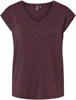 Pieces Pcbillo T-Shirt Lurex Stripes Noos Bc (17078572) weinrot/gold