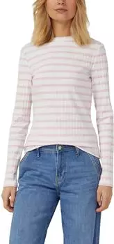 s.Oliver Langarmshirt mit Rippstruktur und Stehkragen (2176300) braun/creme