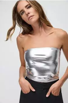 No Matter What Bandeau Crop Top silber
