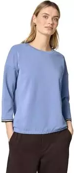 Street One Frauen Silk-Look Shirt mit Details in Blau Gr: (A32463617453)