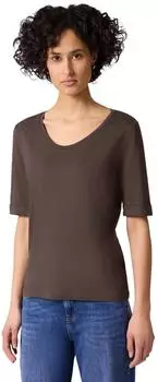 Street One Frauen T-Shirt mit Turn-Up in Braun Gr: (A32452817516)