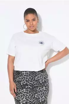 Studio Untold Glitter Eye T-Shirt Oversized Halbarm (843555) offwhite