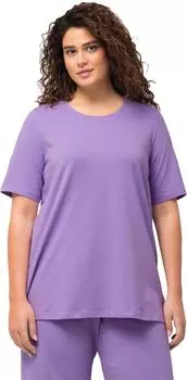 Ulla Popken T-Shirt Rundhalsausschnitt Halbarm Slim (807264) blaues flieder