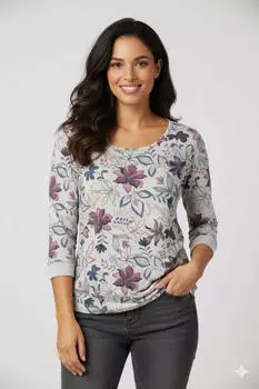 Ragwear Shimona Flowers O 3/4-Arm-Shirt weiß