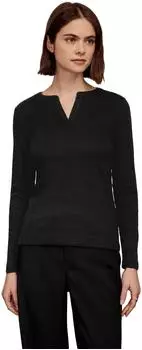 Street One Studio Frauen Rippstrukturshirt in Schwarz Gr: (F32458610001)