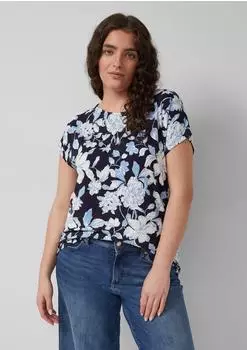 s.Oliver Fließendes Jersey-Shirt mit überschnittenen Schultern blau mehrfarbig 2179759.59A0.