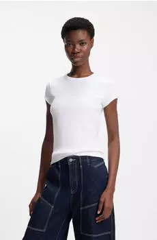 Hugo Boss Slim-Fit T-Shirt aus Stretch-Baumwolle mit Logo-Stickerei Style C_Ecute 50554675 Weiß