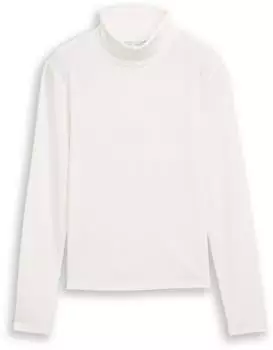 Tom Tailor Denim Slim Fit Langarmshirt mit gerippter Struktur offwhite