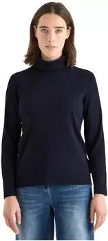 Cecil Langarmshirt in Rippstruktur mit Turtleneck (B324250) urban dark blue