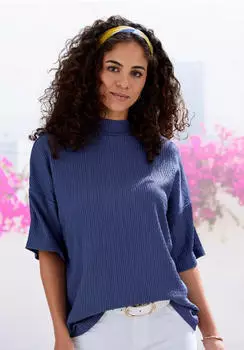 Lascana Kurzarmshirt mit Stehkragen (71300014) blau