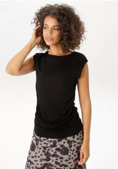 Aniston T-Shirt mit modischen Details und Knopfleiste (57562925) schwarz
