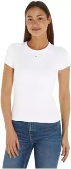 Tommy Hilfiger T-Shirt Kurzarm Slim Essential Rib Rundhalsausschnitt DW0DW17383 wei&szlig;