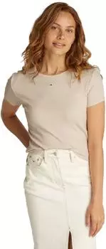 Tommy Hilfiger Ribbed Slim Crew Neck T-Shirt (DW0DW17383) ivory