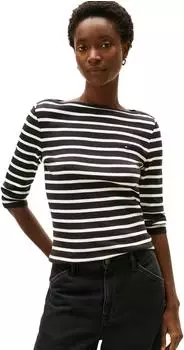 Tommy Hilfiger New Cody Slim Boat-NK 3/4 &Auml;rmel Shirt Slim Fit WW0WW40589 schwarz/ecru
