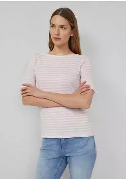 s.Oliver Gestreiftes T-Shirt im Slim Fit mit Flammgarnstruktur (2174927) rosa/weiß