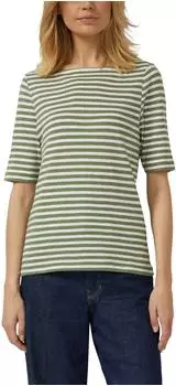 s.Oliver Gestreiftes T-Shirt im Slim Fit mit Flammgarnstruktur (2174927) oliv/weiß