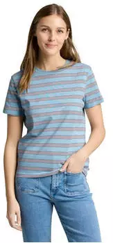 Tom Tailor Denim T-Shirt mit Knoten-Detail (1050484023) blue brown multicolor stripe