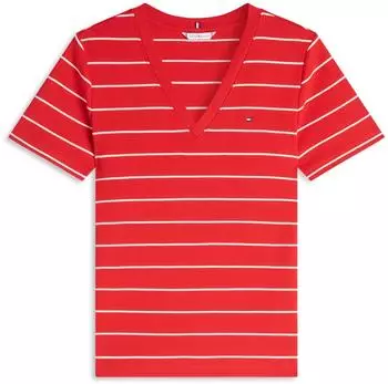 Tommy Hilfiger Slim V-Neck T-Shirt (WW0WW40584) fine stp fireworks/calico/rot