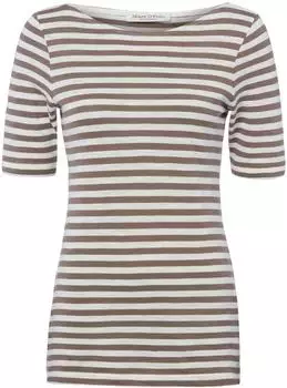 Marc O'Polo Gestreiftes T-Shirt Regular (5000013300) wei&szlig;/braun