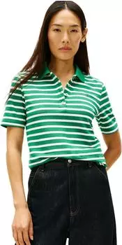 Tommy Hilfiger 1985 Regular Fit Pique Polo Shirt (WW0WW43224) Nouveau Green/Ecru Stp