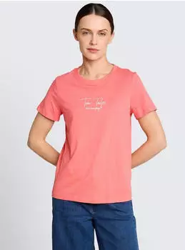 Tom Tailor Basic T-Shirt aus Bio-Baumwolle (1045534) pitaya/wei&szlig;
