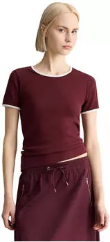 Marc O'Polo T-Shirt loose (89390924) dunkelrot/creme