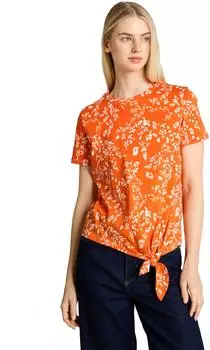 Tom Tailor Denim T-Shirt mit Knoten-Detail (1040186) orange/wei&szlig;