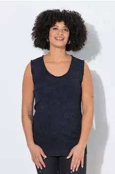 Angel of Style Top körpernahe Passform mit Fransenkanten (850728) schwarz