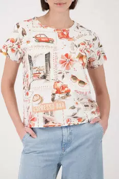 Monari Shirt Italy Print Allover Regular Fit (46675249) dark apricot gemustert