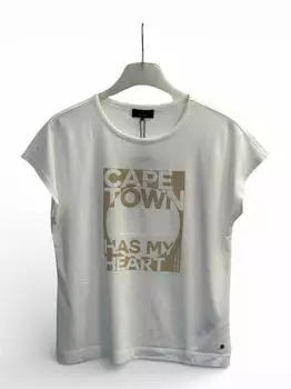Monari T-Shirt Basic Schmuck Regular Fit mit Strasssteinen off-white