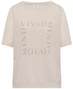 Cecil T-Shirt mit Wording (40213618) macadamia beige