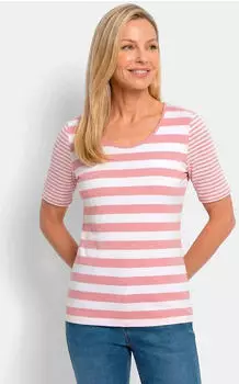 GOLDNER Streifenshirt aus softer Baumwollmischung ros&eacute;/wei&szlig;