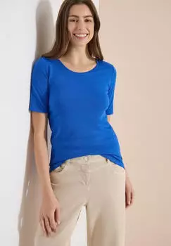 Cecil Basic T-Shirt mit Rundhals in Unifarbe (B317516) surf blue