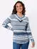 Witt Weiden V-Shirt jeansblau-ecru-bedruckt