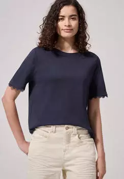 Street One T-Shirt mit Crochet-Details (F325487) maritime blue