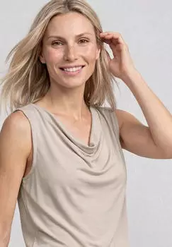 Street One Silk-Look Top mit Wasserfall-Ausschnitt (A325411) clay sand