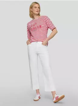 Rabe Rundhalsshirt im Streifen-Look mit Glitzer-Druck (81949033) koralle