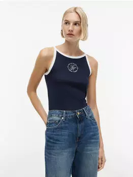 Tommy Hilfiger TH Roundal Slim Tank Top, Slim Fit navy/weiß