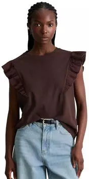 Marc O'Polo T-Shirt in Soft Rib Jersey burnt aubergine/dunkelbraun/rot