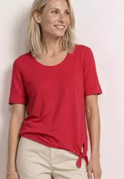 Street One T-Shirt mit V-Ausschnitt in lockerer Passform (A325250) salsa rot