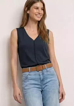Street One A325244 Tr&auml;gertop mit V-Ausschnitt und Crochet-Tape shadowed navy