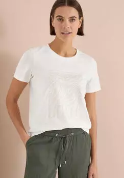 Cecil T-Shirt mit Rundhals und Folienprint (B324979) vanilla white