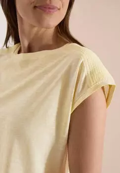 Cecil Rundhalsshirt mit Raffung (B325280) buttermilk yellow