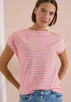 Cecil T-Shirt mit Bootsausschnitt und Streifen (B324817) tamarillo red