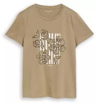 Tom Tailor T-Shirt mit Glitzer-Print (1045534) silver olive
