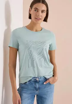 Cecil T-Shirt mit Rundhals und Folienprint (B324979) blau
