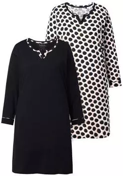 Ulla Popken Longshirt mit Zipfelsaum und V-Ausschnitt (71671406) schwarz