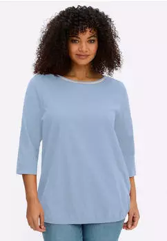 Sheego 3/4-Arm-Shirt Rundhalsausschnitt (28681605) eisblau
