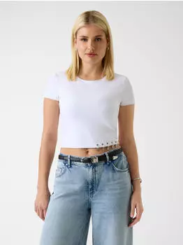 Guess Elisabette T-Shirt (W6GP11K2933) silber/weiß